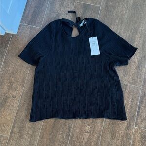 Bimba y Lola black Co. Black Short Sleeve Top with back tie at neck